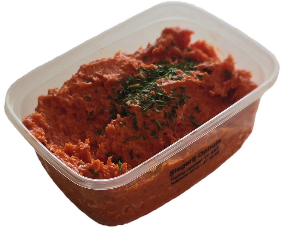 Bakje met verse filet americain van Slagerij Ophuis, onderdeel van het Piggy spaarsysteem.