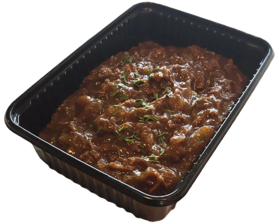 Plastic bakje met verse eiersalade van Slagerij Ophuis, onderdeel van het Piggy spaarsysteem.